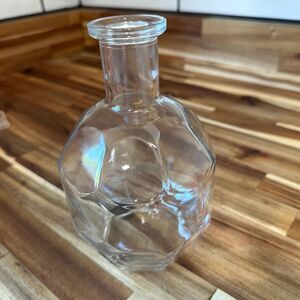 MCM Faceted Blanton Style 7” Glass Bottle Decanter Hexagonal Shape Barware Vase